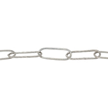 Load image into Gallery viewer, Chain by Foot. Sterling Silver 5.7mm Width by 15.5mm Length, Flat And Hammered Elongated Cable Chain. Price per: 1 Foot.
