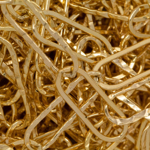 14kt Gold Filled 5.7mm Width by 15.5mm Length, Flat And Hammered Elongated Cable Chain. Price per: 1 Foot.