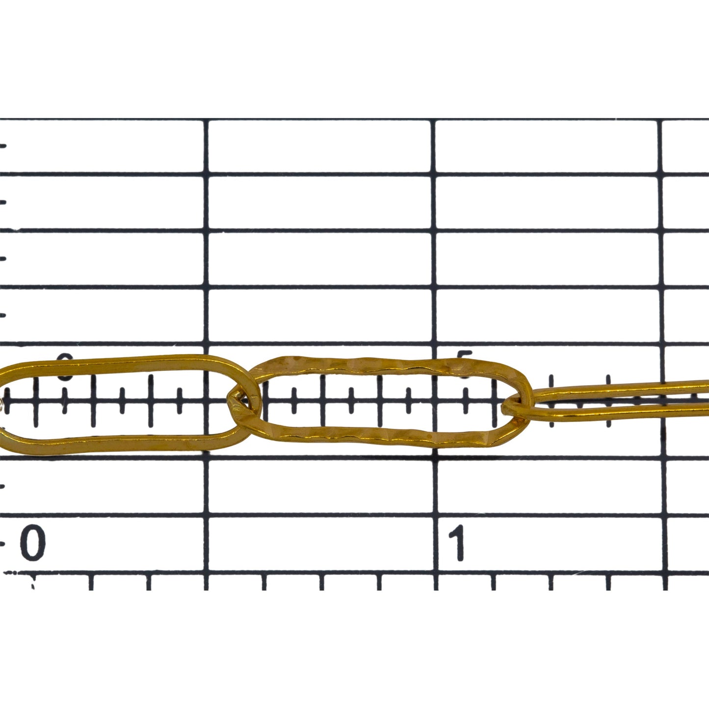 14kt Gold Filled 5.7mm Width by 15.5mm Length, Flat And Hammered Elongated Cable Chain. Price per: 1 Foot.