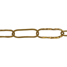 Load image into Gallery viewer, Chain by Foot. 14kt Gold Filled 5.7mm Width by 15.5mm Length, Flat And Hammered Elongated Cable Chain. Price per: 1 Foot.
