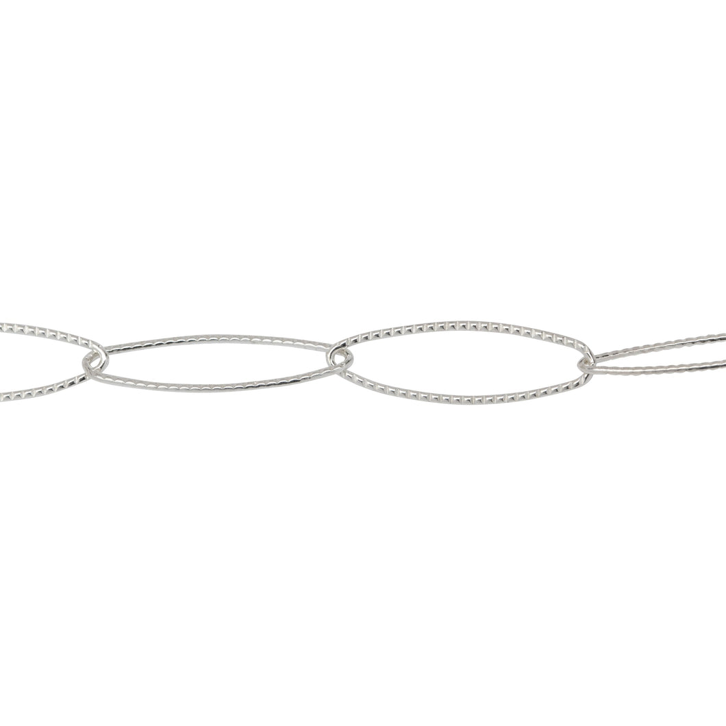 Chain by Foot. Sterling Silver 5.4mm Width by 18.0mm Length, Corrugated Paper Clip Cable Chain. Price per: 1 Foot.