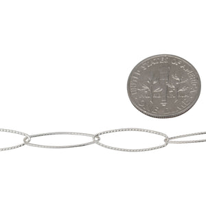 Sterling Silver 5.4mm Width by 18.0mm Length, Corrugated Paper Clip Cable Chain. Price per: 1 Foot.