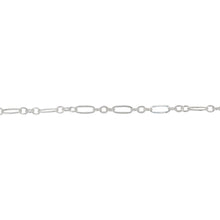 Load image into Gallery viewer, Chain by Foot. Sterling Silver One of 1.8mm Width by 5.0mm Length Flat Elogated Link connected to Three of 1.8mm Width by 2.0mm Length Oval Links with Middle Link being Flat Oval Link, Long and Short Chain. Price per: 1 Foot.
