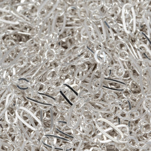 Sterling Silver One of 1.8mm Width by 5.0mm Length Flat Elogated Link connected to Three of 1.8mm Width by 2.0mm Length Oval Links with Middle Link being Flat Oval Link, Long and Short Chain. Price per: 1 Foot.