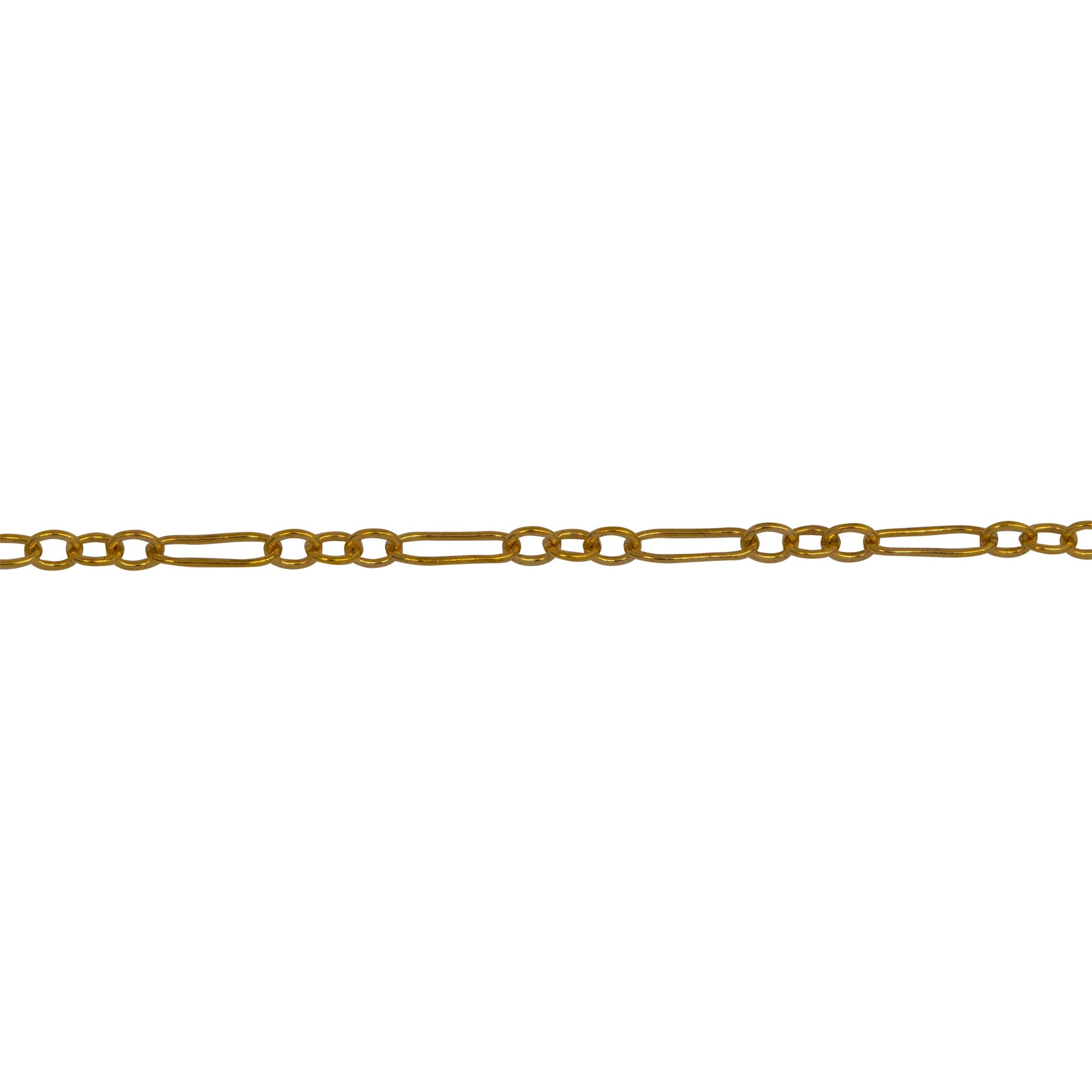 Chain by Foot. 14kt Gold Filled One of 1.7mm Width by 4.7mm Length, Elongated Link connected to Three of 1.7mm Width by 2.0mm Length Oval Links, Long and Short Chain. Price per: 1 Foot.