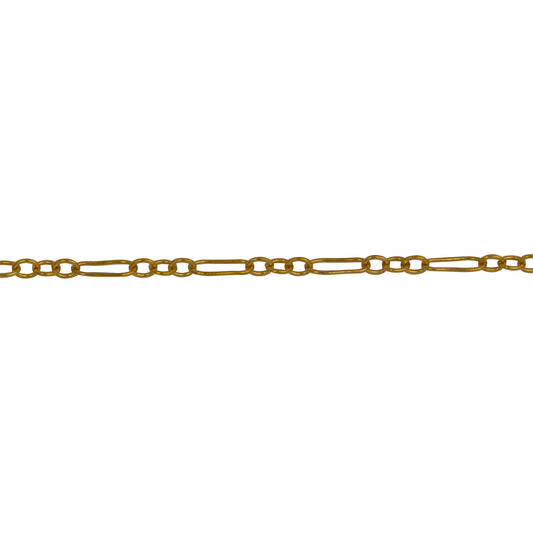 Chain by Foot. 14kt Gold Filled One of 1.7mm Width by 4.7mm Length, Elongated Link connected to Three of 1.7mm Width by 2.0mm Length Oval Links, Long and Short Chain. Price per: 1 Foot.