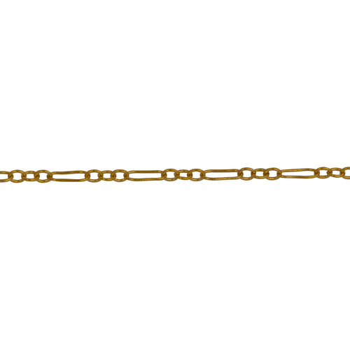 Chain by Foot. 14kt Gold Filled One of 1.7mm Width by 4.7mm Length, Elongated Link connected to Three of 1.7mm Width by 2.0mm Length Oval Links, Long and Short Chain. Price per: 1 Foot.