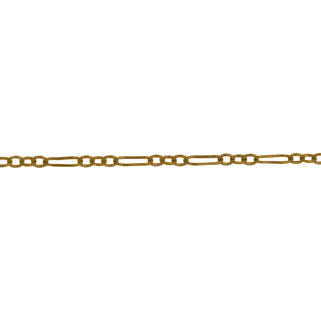 Chain by Foot. 14kt Gold Filled One of 1.7mm Width by 4.7mm Length, Elongated Link connected to Three of 1.7mm Width by 2.0mm Length Oval Links, Long and Short Chain. Price per: 1 Foot.