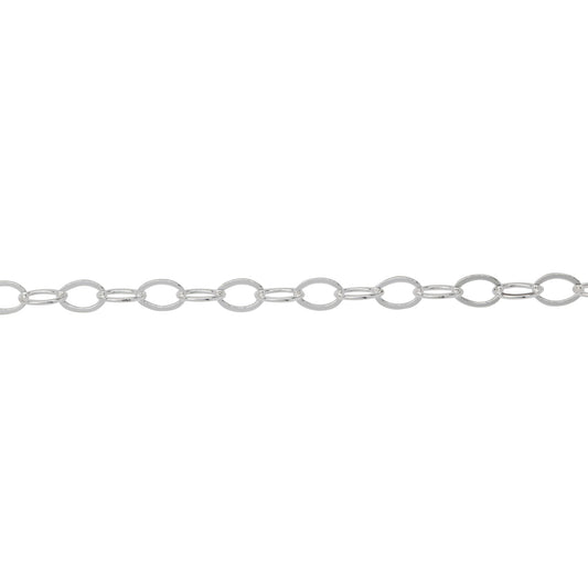 Chain by Foot. Sterling Silver 2.80mm Width by 4.20mm Length, Flat Cable Chain. Price per: 1 Foot.