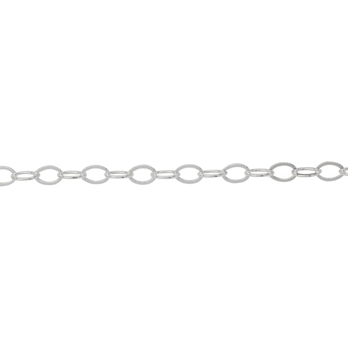 Chain by Foot. Sterling Silver 2.80mm Width by 4.20mm Length, Flat Cable Chain. Price per: 1 Foot.