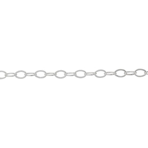 Chain by Foot. Sterling Silver 2.80mm Width by 4.20mm Length, Flat Cable Chain. Price per: 1 Foot.