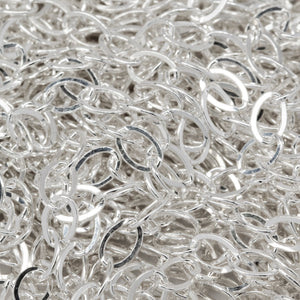 Sterling Silver 2.80mm Width by 4.20mm Length, Flat Cable Chain. Price per: 1 Foot.