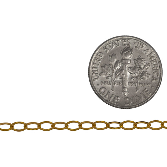 14kt Gold Filled 2.80mm Width by 4.20mm Length, Flat Cable Chain. Price per: 1 Foot.