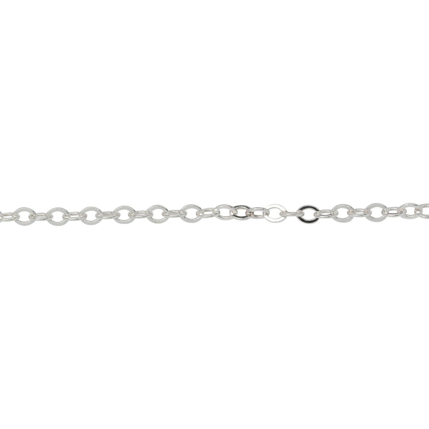 Chain by Foot. Sterling Silver 2.3mm Width by 2.8mm Length, Flat Cable Chain. Price per: 1 Foot.
