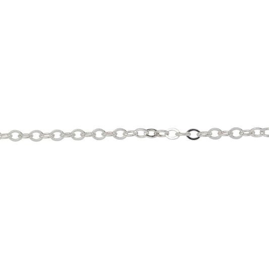 Chain by Foot. Sterling Silver 2.3mm Width by 2.8mm Length, Flat Cable Chain. Price per: 1 Foot.