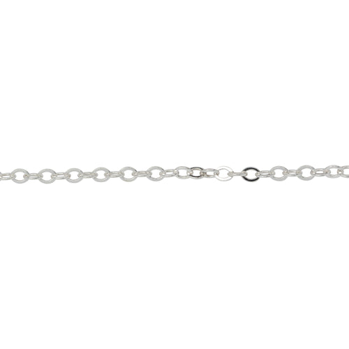 Chain by Foot. Sterling Silver 2.3mm Width by 2.8mm Length, Flat Cable Chain. Price per: 1 Foot.
