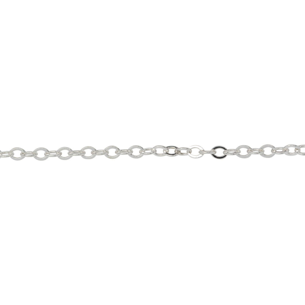 Chain by Foot. Sterling Silver 2.3mm Width by 2.8mm Length, Flat Cable Chain. Price per: 1 Foot.