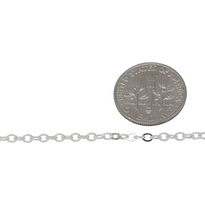 Sterling Silver 2.3mm Width by 2.8mm Length, Flat Cable Chain. Price per: 1 Foot.