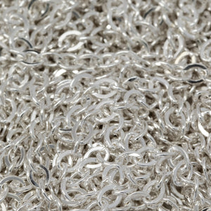 Sterling Silver 2.3mm Width by 2.8mm Length, Flat Cable Chain. Price per: 1 Foot.