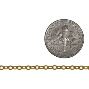 14kt Gold Filled 2.3mm Width by 2.8mm Length, Flat Cable Chain. Price per: 1 Foot.