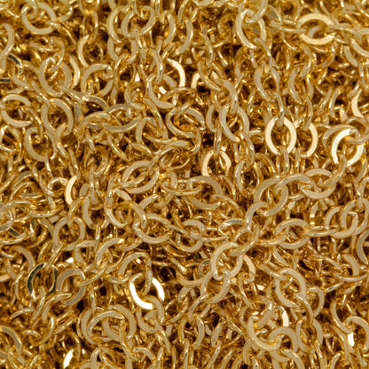 14kt Gold Filled 2.3mm Width by 2.8mm Length, Flat Cable Chain. Price per: 1 Foot.