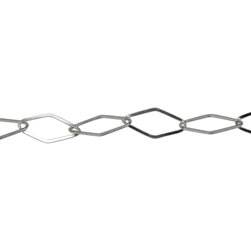 Chain by Foot. Sterling Silver 5.9mm Width by 5.9mm Length, Diamond Shape Flat Cable Chain. Price per: 1 Foot.