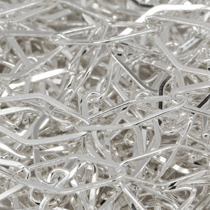 Sterling Silver 5.9mm Width by 12.6mm Length, Diamond Shape Flat Cable Chain. Price per: 1 Foot.