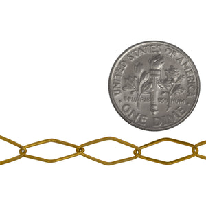 14kt Gold Filled 5.9mm Width by 12.6mm Length, Diamond Shape Flat Cable Chain. Price per: 1 Foot.