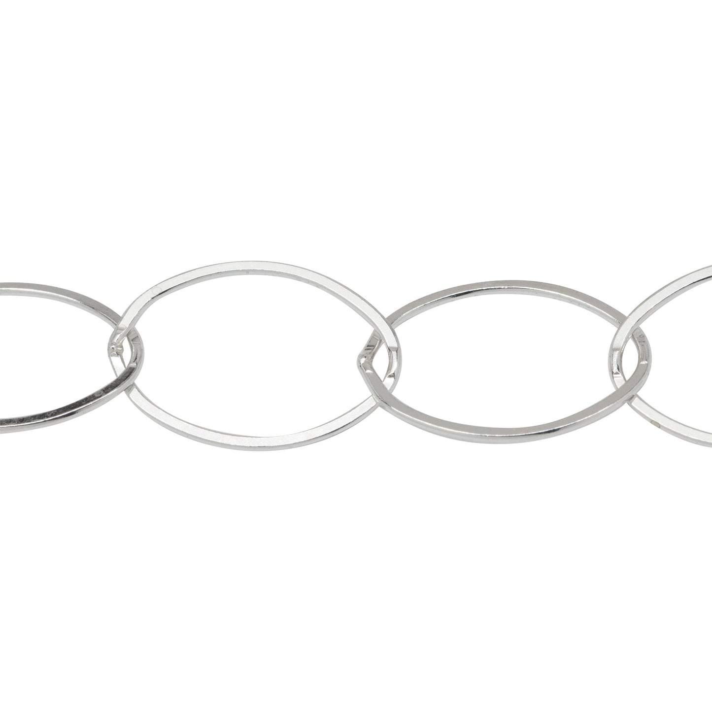 Chain by Foot. Sterling Silver 13.8mm Width by 20.4mm Length, Flat Cable Chain. Price per: 1 Foot.