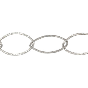 Chain by Foot. Sterling Silver 13.0mm Width by 21.7mm Length, Hammered Cable Chain. Price per: 1 Foot.