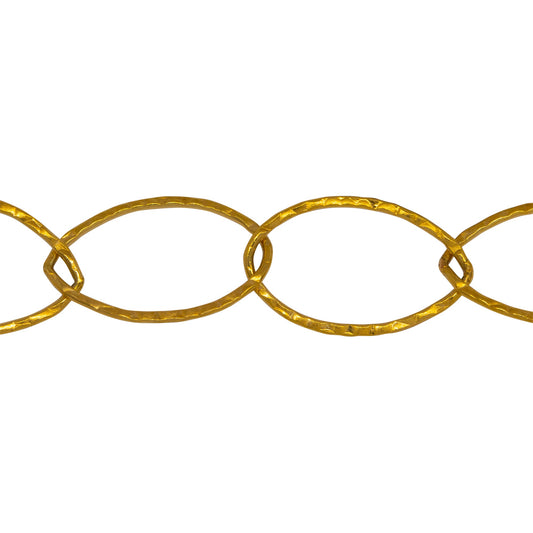 Chain by Foot. 14kt Gold Filled 13.0mm Width by 21.7mm Length, Hammered Cable Chain. Price per: 1 Foot.