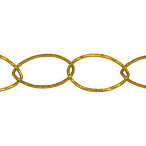 Chain by Foot. 14kt Gold Filled 13.0mm Width by 21.7mm Length, Hammered Cable Chain. Price per: 1 Foot.