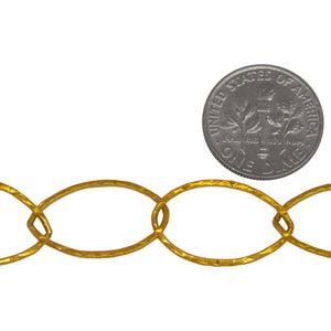 14kt Gold Filled 13.0mm Width by 21.7mm Length, Hammered Cable Chain. Price per: 1 Foot.