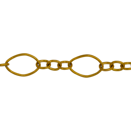 Chain by Foot. 14kt Gold Filled Three of 3.6mm Width by 4.6mm Length Small Oval Links Followed by 7.1mm Width by 10.8mm Length Large Oval Link, Smooth Long and Short Chain. Price per: 1 Foot.