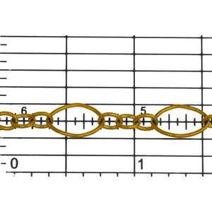 14kt Gold Filled Three of 3.6mm Width by 4.6mm Length Small Oval Links Followed by 7.1mm Width by 10.8mm Length Large Oval Link, Smooth Long and Short Chain. Price per: 1 Foot.