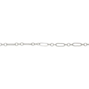 Chain by Foot. Sterling Silver Three of 1.57mm Width by 2.3mm Length Small Oval Links Followed by 1.97mm Width by 5.67mm Length Large Oval Link, Smooth Long and Short Chain. Price per: 1 Foot.
