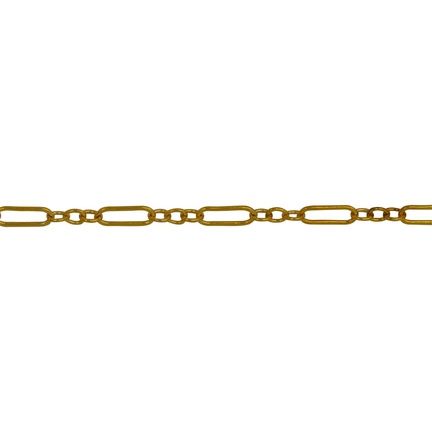 Chain by Foot. 14kt Gold Filled Three of 1.57mm Width by 2.3mm Length Small Oval Links Followed by 1.97mm Width by 5.67mm Length Large Oval Link, Smooth Long and Short Chain. Price per: 1 Foot.