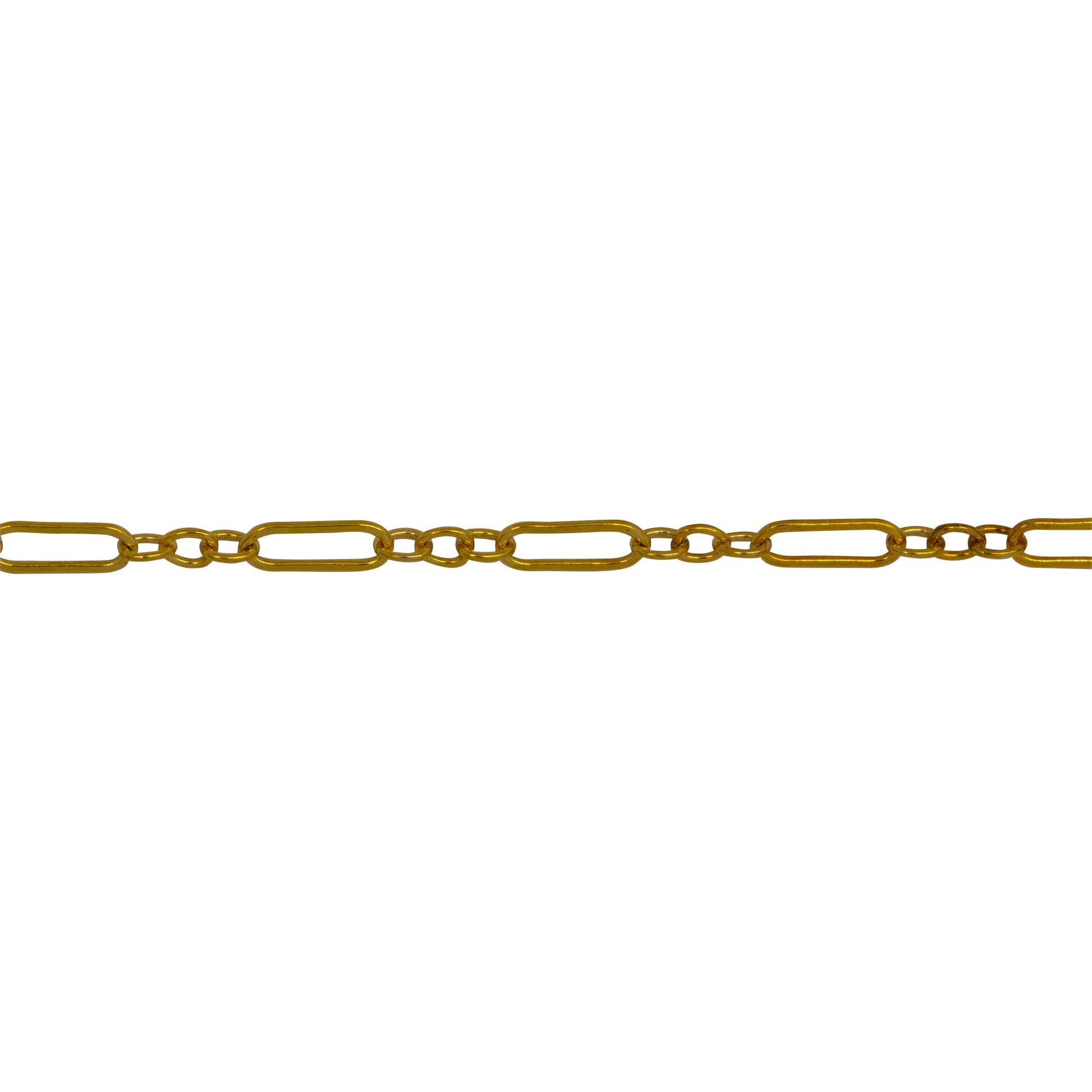 Chain by Foot. 14kt Gold Filled Three of 1.57mm Width by 2.3mm Length Small Oval Links Followed by 1.97mm Width by 5.67mm Length Large Oval Link, Smooth Long and Short Chain. Price per: 1 Foot.