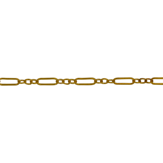 Chain by Foot. 14kt Gold Filled Three of 1.57mm Width by 2.3mm Length Small Oval Links Followed by 1.97mm Width by 5.67mm Length Large Oval Link, Smooth Long and Short Chain. Price per: 1 Foot.