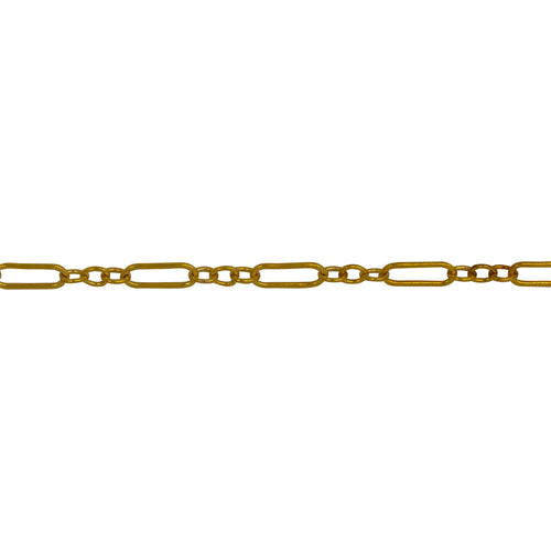 Chain by Foot. 14kt Gold Filled Three of 1.57mm Width by 2.3mm Length Small Oval Links Followed by 1.97mm Width by 5.67mm Length Large Oval Link, Smooth Long and Short Chain. Price per: 1 Foot.