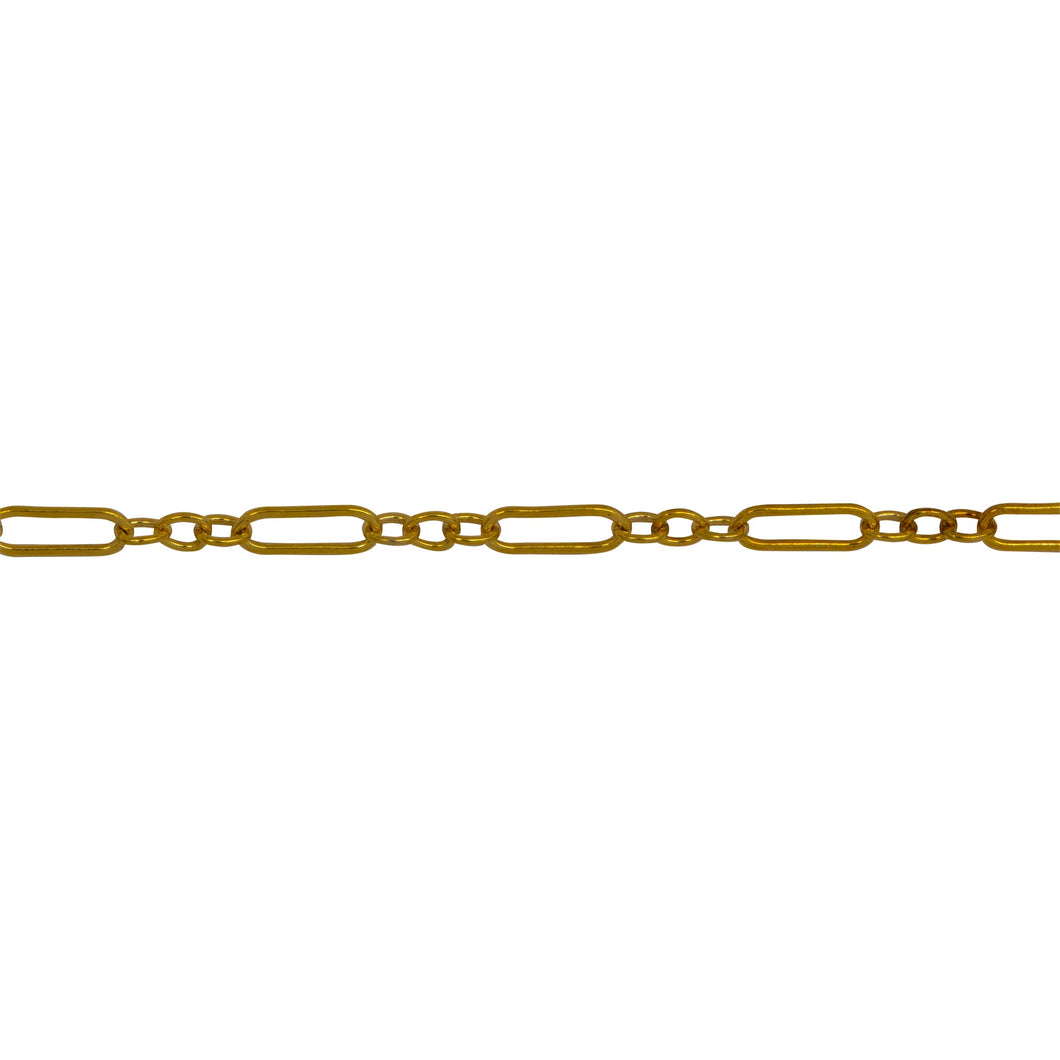 Chain by Foot. 14kt Gold Filled Three of 1.57mm Width by 2.3mm Length Small Oval Links Followed by 1.97mm Width by 5.67mm Length Large Oval Link, Smooth Long and Short Chain. Price per: 1 Foot.