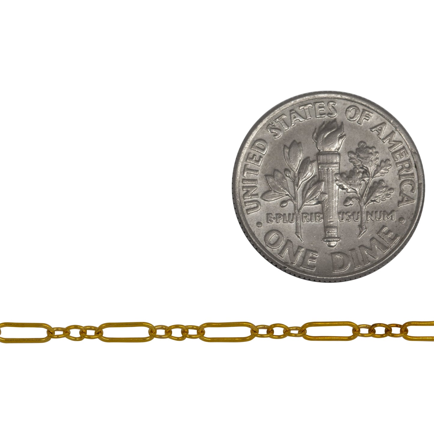14kt Gold Filled Three of 1.57mm Width by 2.3mm Length Small Oval Links Followed by 1.97mm Width by 5.67mm Length Large Oval Link, Smooth Long and Short Chain. Price per: 1 Foot.