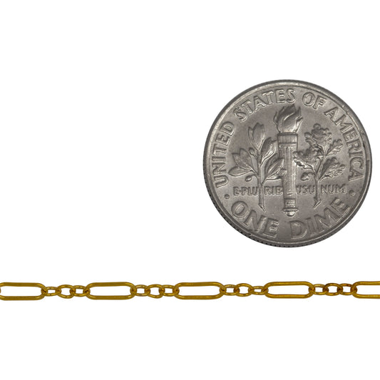 14kt Gold Filled Three of 1.57mm Width by 2.3mm Length Small Oval Links Followed by 1.97mm Width by 5.67mm Length Large Oval Link, Smooth Long and Short Chain. Price per: 1 Foot.