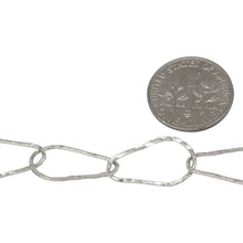 Load image into Gallery viewer, Sterling Silver 10.6mm Width by 17.9mm Length, Pear Shaped Hammered Cable Chain. Price per: 1 Foot.
