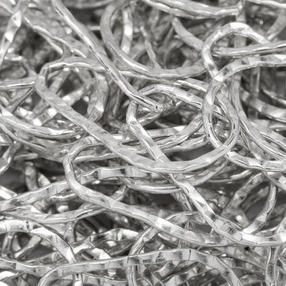 Sterling Silver 10.6mm Width by 17.9mm Length, Pear Shaped Hammered Cable Chain. Price per: 1 Foot.