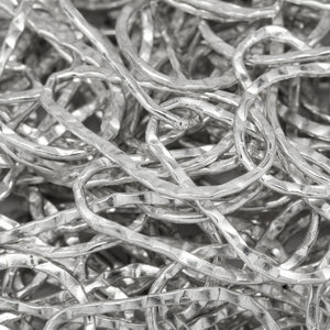 Sterling Silver 10.6mm Width by 17.9mm Length, Pear Shaped Hammered Cable Chain. Price per: 1 Foot.