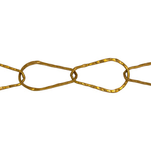 Chain by Foot. 14kt Gold Filled 10.6mm Width by 17.9mm Length, Pear Shaped Hammered Cable Chain. Price per: 1 Foot.
