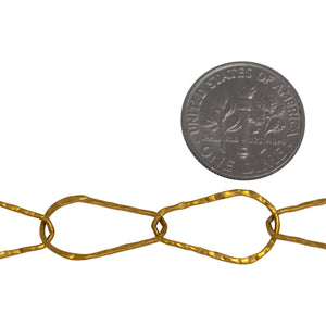 14kt Gold Filled 10.6mm Width by 17.9mm Length, Pear Shaped Hammered Cable Chain. Price per: 1 Foot.