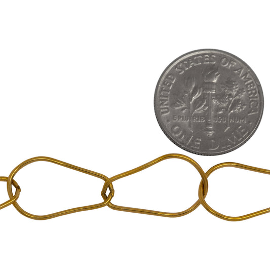 14kt Gold Filled 10.3mm Width by 17.5mm Length, Pear Shaped Smooth Cable Chain. Price per: 1 Foot.