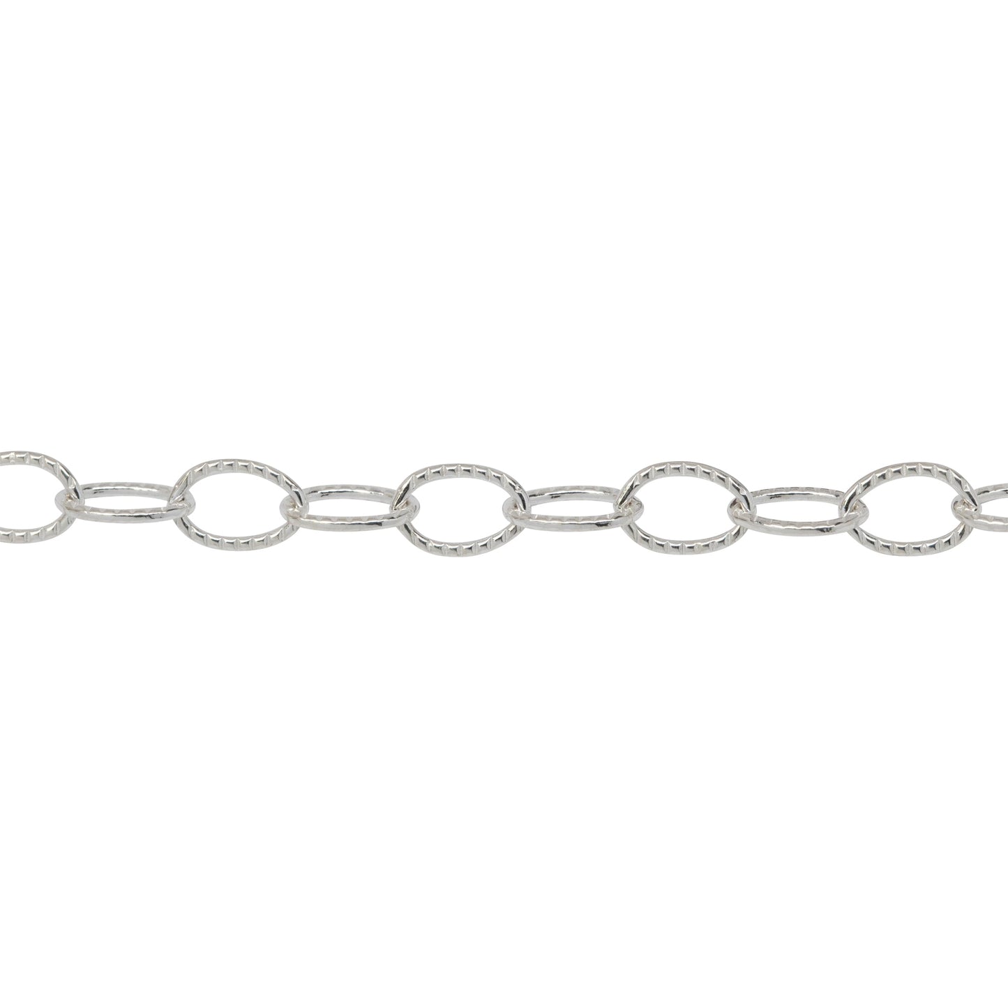 Chain by Foot. Sterling Silver 4.6mm Width by 6.7mm Length, Corrugated Cable Chain. Price per: 1 Foot.